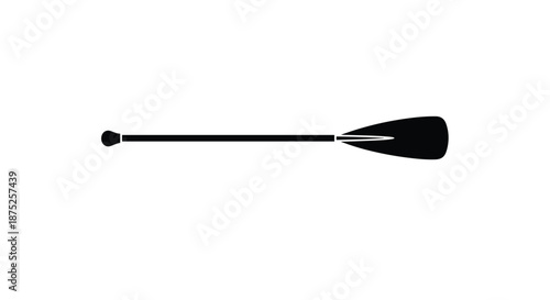 Black silhouette of a rowing oar or paddle representing water sports boating and nautical activities on a plain background.