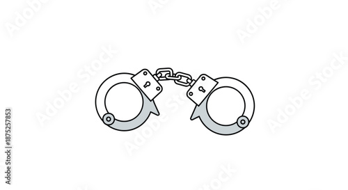 Simple and clear illustration of a pair of metal handcuffs representing law enforcement, justice, and security concepts.