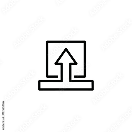 Free Download Minimalist Line Art Icon of Upward Arrow in a Square for Technology and Connectivity Themes - GFXLoad