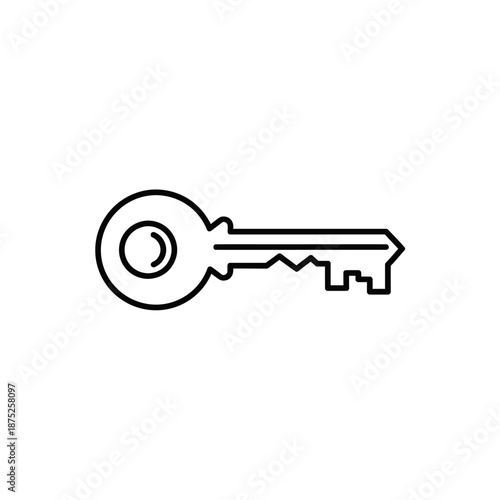 Minimalist Line Art Illustration of a Classic Door Key for Security and Locksmith Concepts
