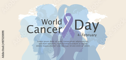 World Cancer Day poster design with ribbon symbol background vector illustration, Poster or banner background vector illustration