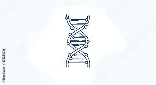 Stylized illustration of a double helix DNA strand representing genetics, biotechnology, medical research, and scientific discovery.