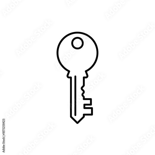 Minimalist Line Art of a Key for Locksmith or Security Concept