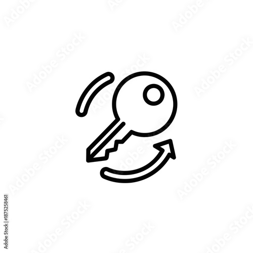 Minimalist Line Art of a Key with Circular Ring and Arrow for Security and Access Concepts