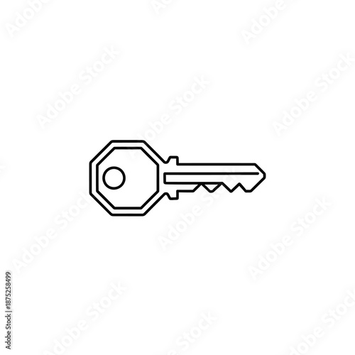 Minimalist Line Art of a Silver Key for Security and Access Concepts