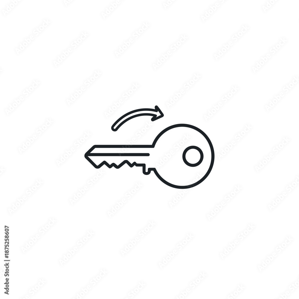 Obraz premium Minimalist Line Drawing of a Key with Arrow Symbolizing Access and Security