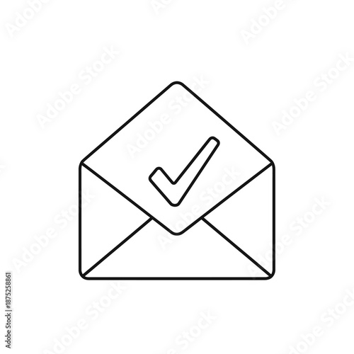 Minimalist Mail Envelope Icon with Checkmark for Verification or Confirmation