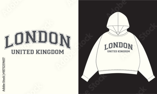 London United Kingdom varsity lettering vector hoodie print