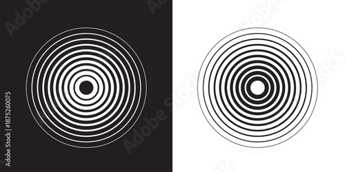 Hypnotic concentric circle abstract background. Sound wave vector illustration. Halftone graphic design element