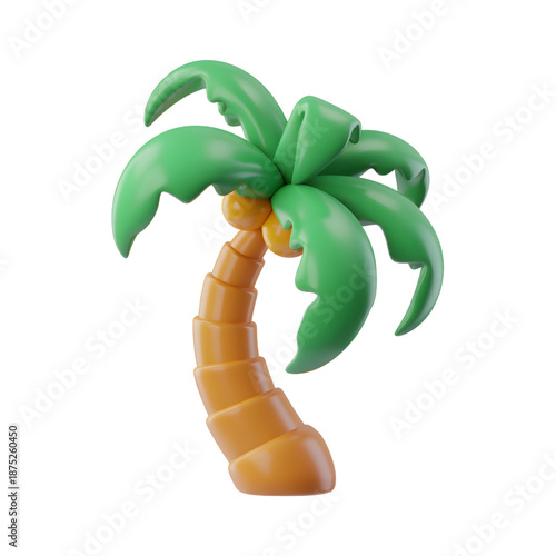 Plastic Toy Palm Tree on White Background