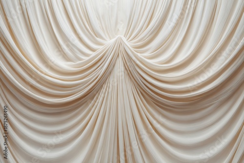Cream Colored Fabric Draped Symmetrically White Background Design