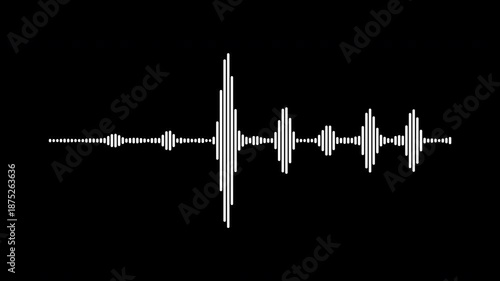 abstract music sound wave or audio wavefrom isolated on black  background.Line digital minimalist voice and symbol technology.