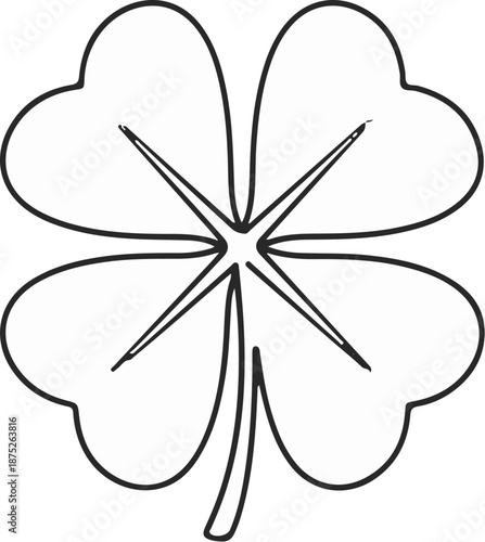 A simple black outline drawing of a four-leaf clover with a central star shape