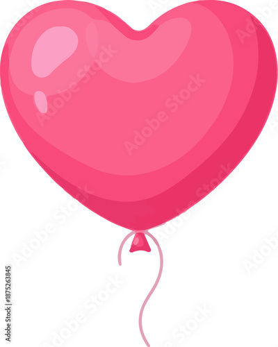 A single pink heart-shaped balloon with a string floats against a white background