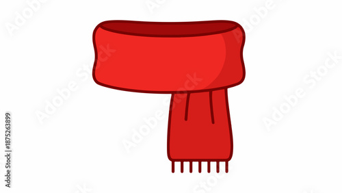 A simple, bold red scarf with fringe detail, presented on a white background