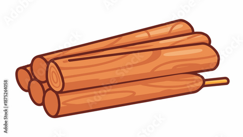 A stack of cartoon-style logs, brown with visible grain texture
