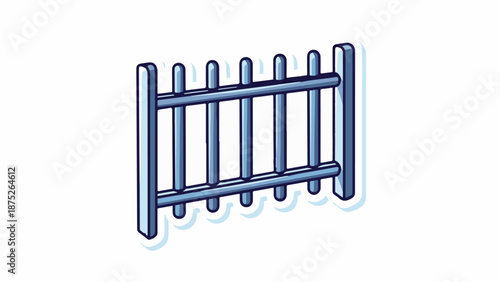 A stylized blue picket fence with a shadow effect