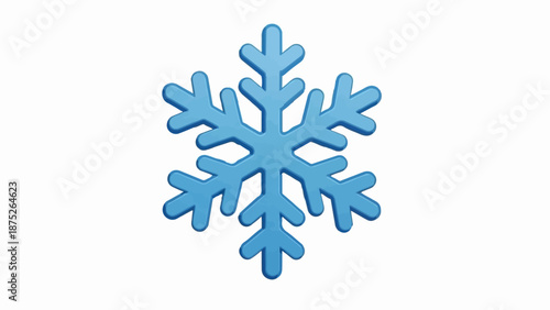 A stylized blue snowflake icon with rounded arms on a white background