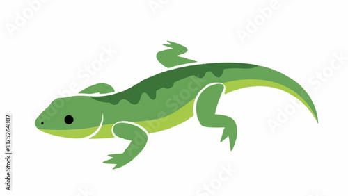 A stylized green lizard with dark spots on its back, on a white background