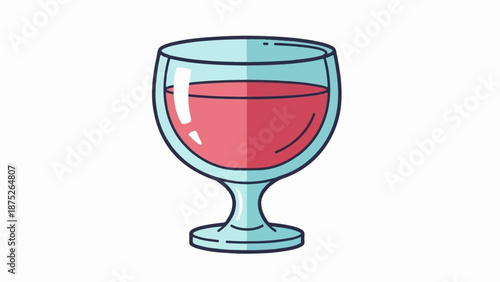 A stylized cartoon drawing of a glass filled with a reddish liquid, on a white background
