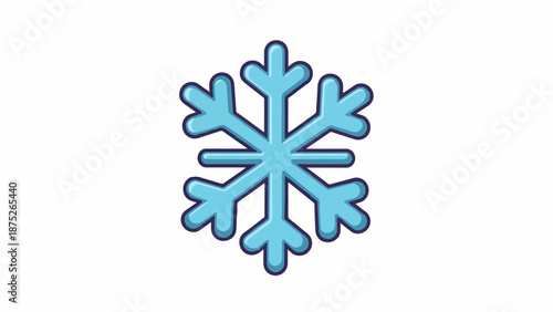 A stylized light blue snowflake with a dark outline against a white background