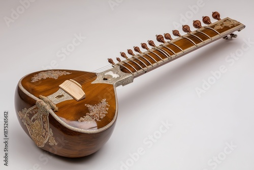 Obraz na płótnie Elegant Sitar Instrument with Intricate Design