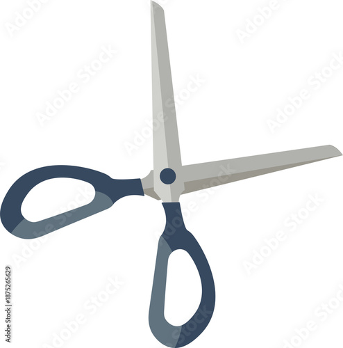 Silver scissor tool isolated on white, representing haircut, crafting, tailoring, precision, beauty industry, or sharp cutting needs.