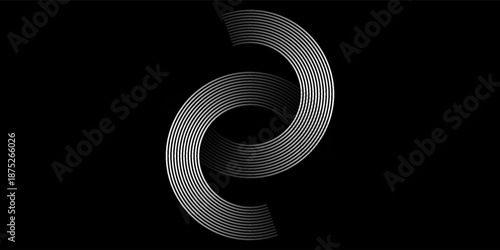 3D techno abstract background overlap layer on dark space with glowing white circles shape decoration. Modern graphic design element lines style concept for banner, flyer, card abstract