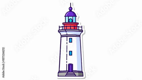 A vibrant, cartoon-style lighthouse stands tall, guiding with its colorful beacon
