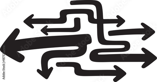 Multiple Black Arrows Pointing Different Directions on White Background