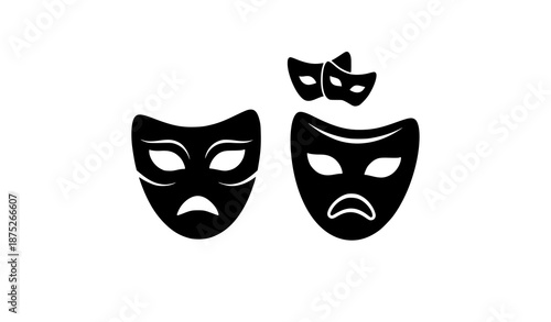 Minimal comedy and tragedy masquerade mask vector icon modern flat design