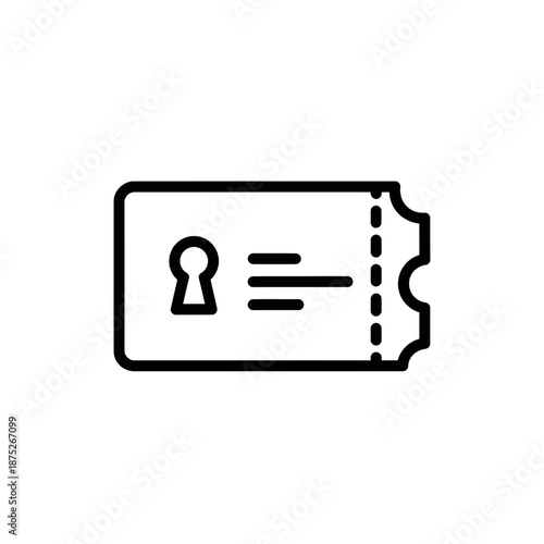 Minimalist Ticket with Keyhole Icon on White Background for Design and Security Concepts