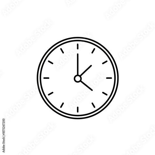 Minimalist Wall Clock Showing Time for Home Office or Modern Interior Decor