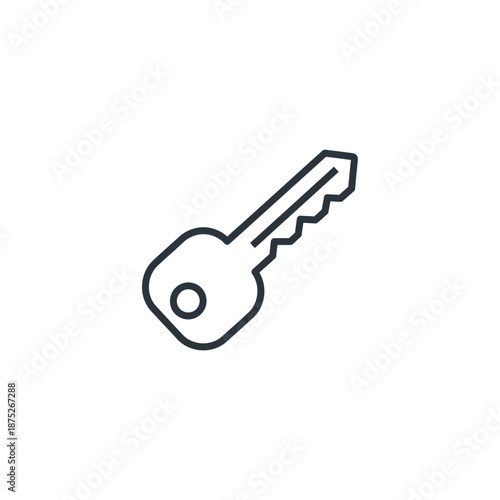 Minimalistic Line Drawing of a Key Icon for Security and Access Themes