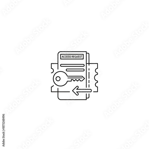 Secure Digital Access Request Button with Key and Arrow Icon for Technology and Security Concepts