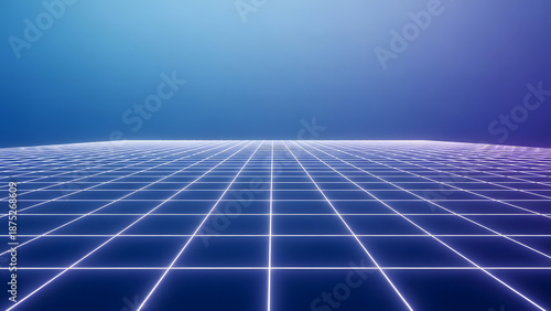 Futuristic Glowing Grid Landscape, Modern Design Background.