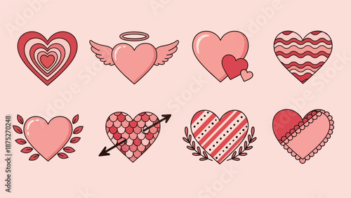 Collection of Pink and Red Hearts with Various Designs