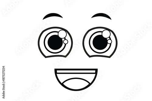 Vector Cartoon Style Eyes and Mouth Isolated on White Background. Eyes and mouth expression for graphic design. a cartoon face creating a funny character illustration