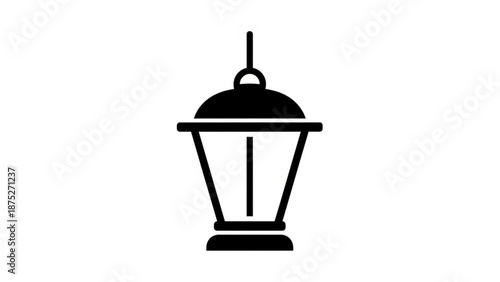 Black Street Lamp Icon Isolated on White Background