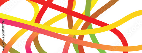 Collection colorful bold curved lines with loops. Simple childish vector scribbles and squiggles. Creative trendy style design.