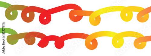 Collection colorful bold curved lines with loops. Simple childish vector scribbles and squiggles. Creative trendy style design.