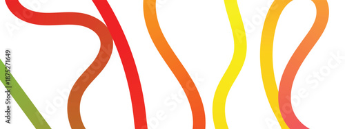 Collection colorful bold curved lines with loops. Simple childish vector scribbles and squiggles. Creative trendy style design.