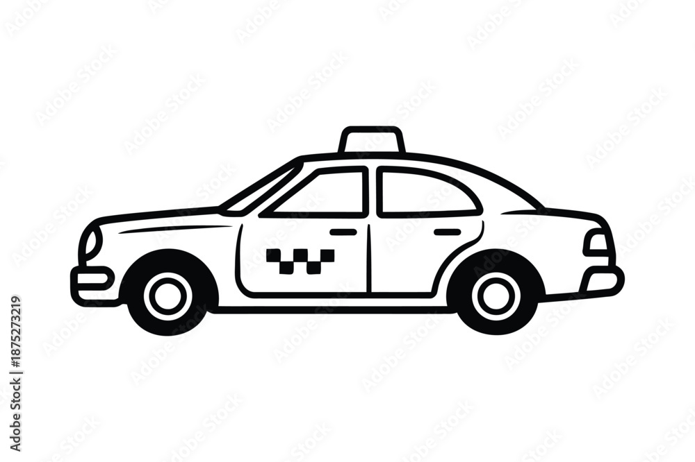 Fototapeta premium Black and white outline of a taxi car vehicle transportation