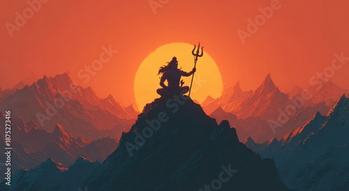 Maha Shivratri background Lord Shiva Meditation in Himalayas Spiritual Background