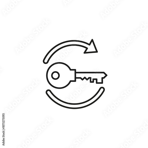 Secure Key with Circular Arrow Symbolizing Access and Data Protection