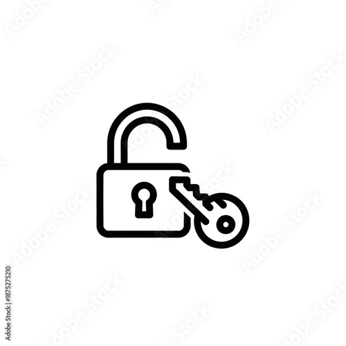 Secure Lock and Key Icon Illustration Representing Digital Security and Privacy