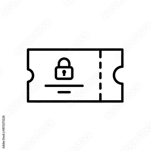 Secure Lock and Key Ticket Icon for Authentication and Privacy