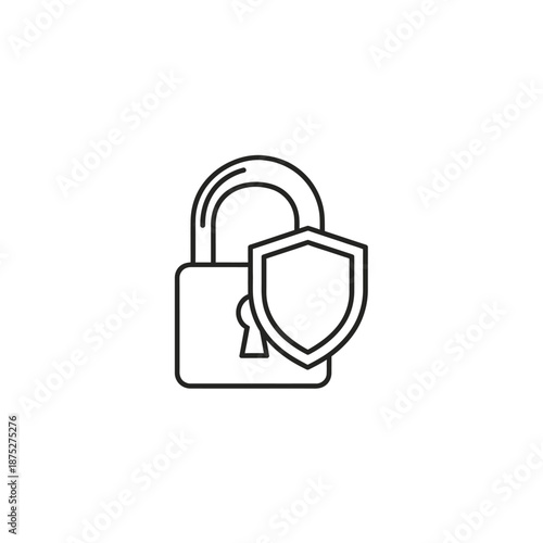 Secure Lock and Shield Icon Representing Data Protection and Cybersecurity