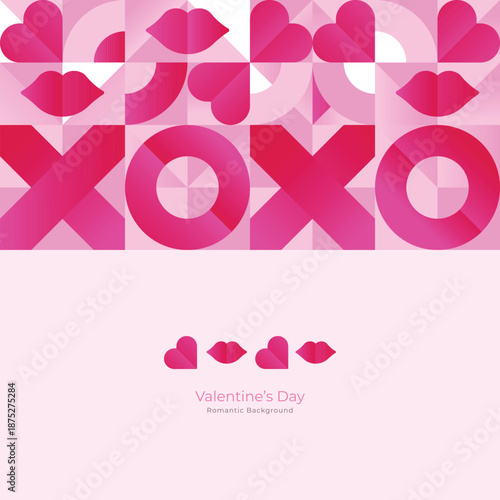 Modern Valentine’s Day Love Sale Template with Seamless Pink Romantic Background and Copy Space
