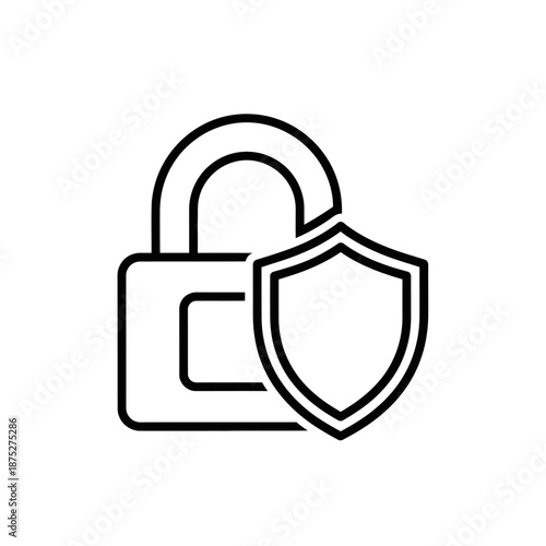 Secure Lock and Shield Icon Representing Data Protection and Security